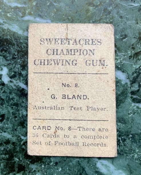 Australian Football records Sweetacres Chewing Gum Rugby trade card 1930-42